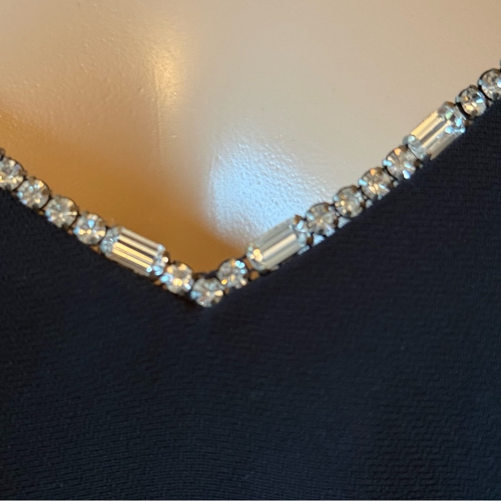 Vintage Andrea Pollizzi for Rex Lester Black Cocktail Dress 8 Rhinestone Neck - Picture 5 of 13